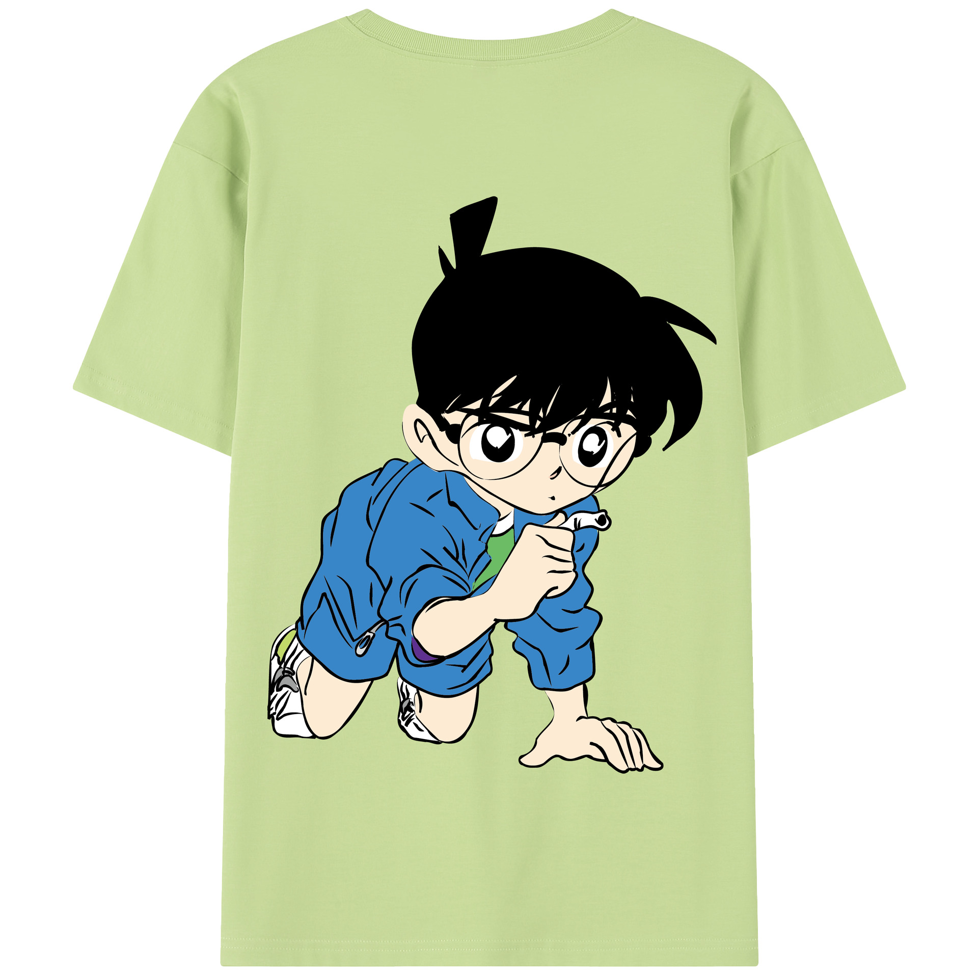 （画像用） 名探偵コナン 江戸川 コナン Detective Conan Conan Edogawa 綿100％半袖Tシャツ（背面プリント）